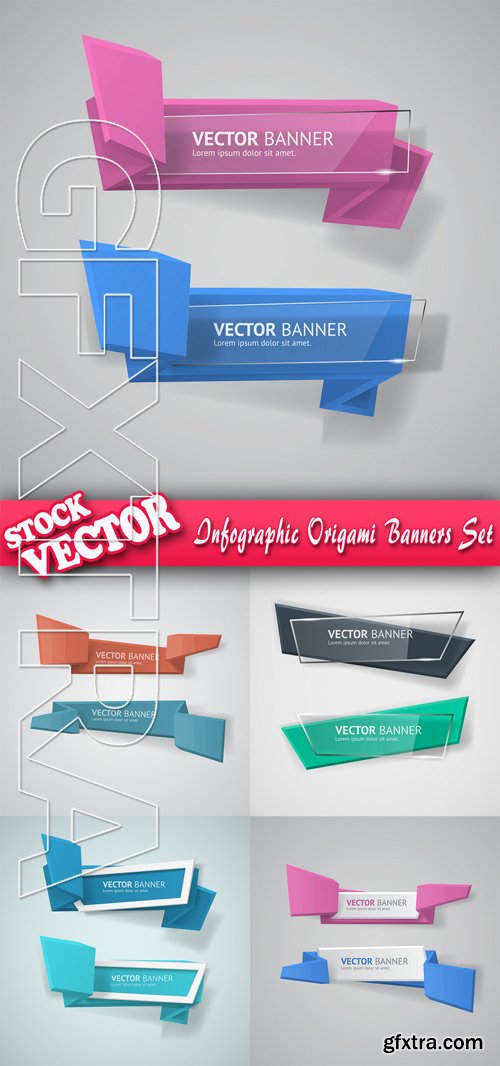 Stock Vector - Infographic Origami Banners Set