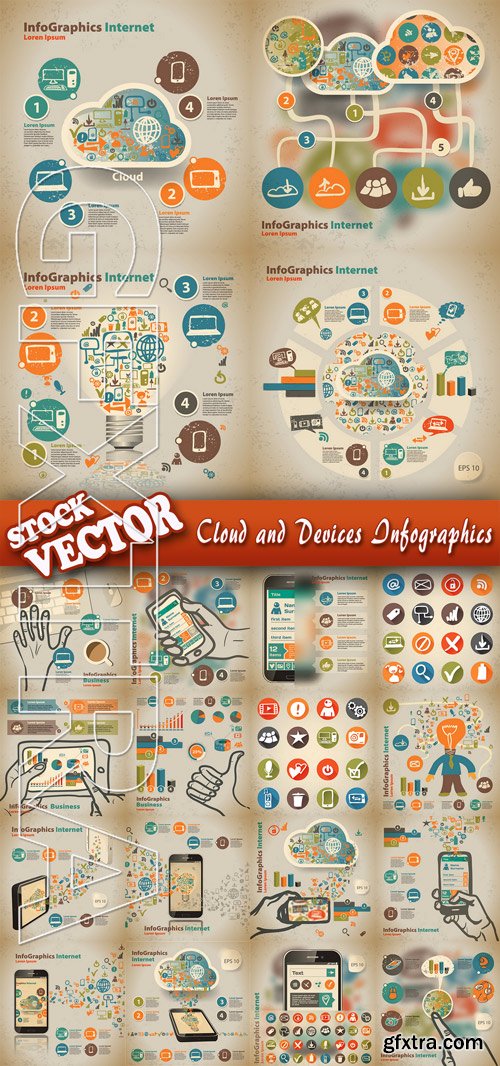 Stock Vector - Cloud and Devices Infographics