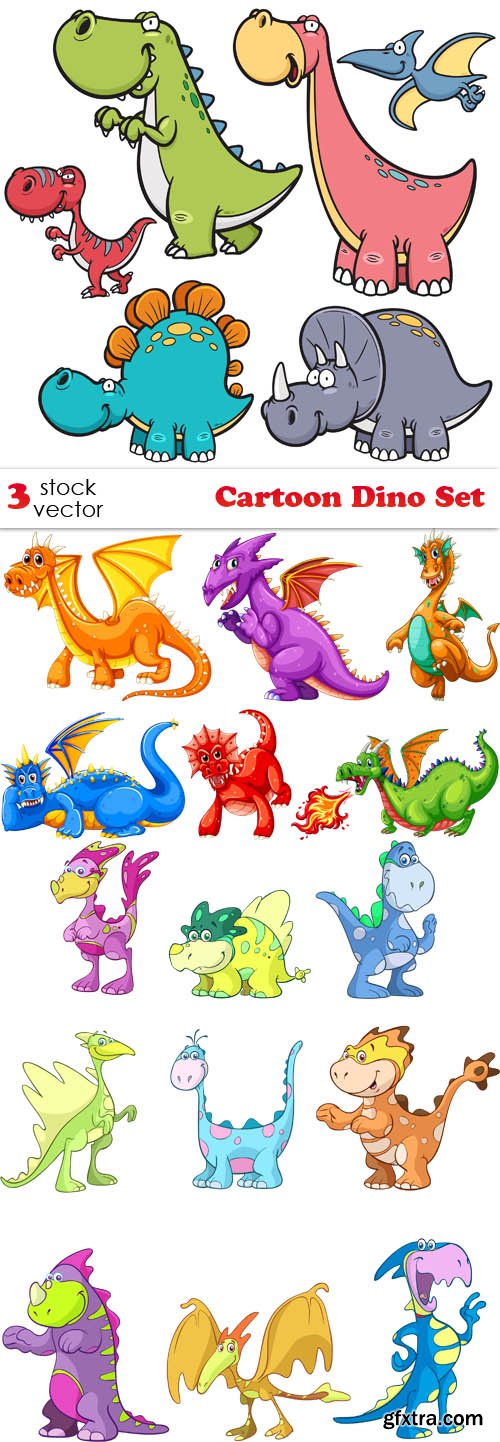 Vectors - Cartoon Dino Set
