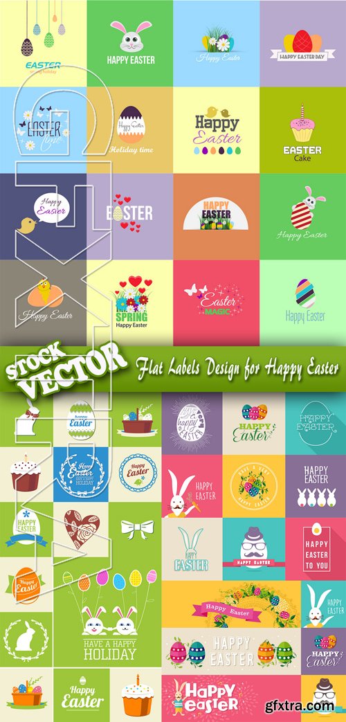Stock Vector - Flat Labels Design for Happy Easter