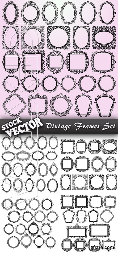 Stock Vector - Vintage Frames Set