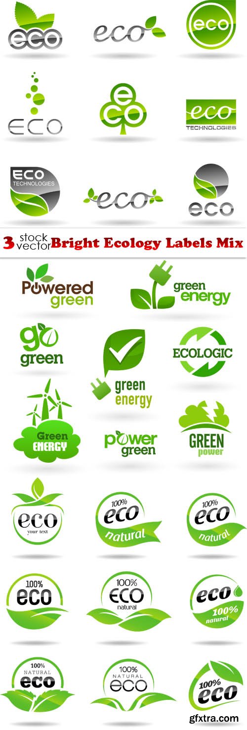 Vectors - Bright Ecology Labels Mix