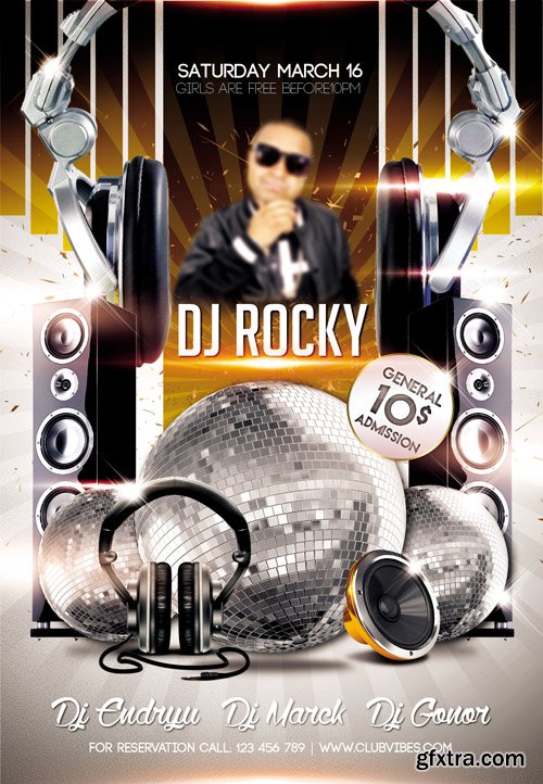 DJ Rocky Club Flyer PSD Template