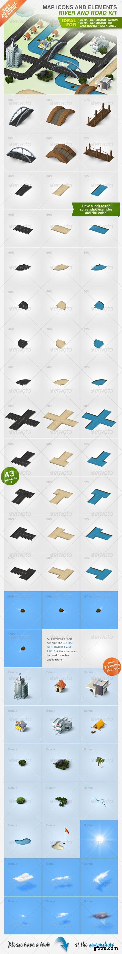GraphicRiver - Map Icons and Elements - River and Road Kit - 3786776