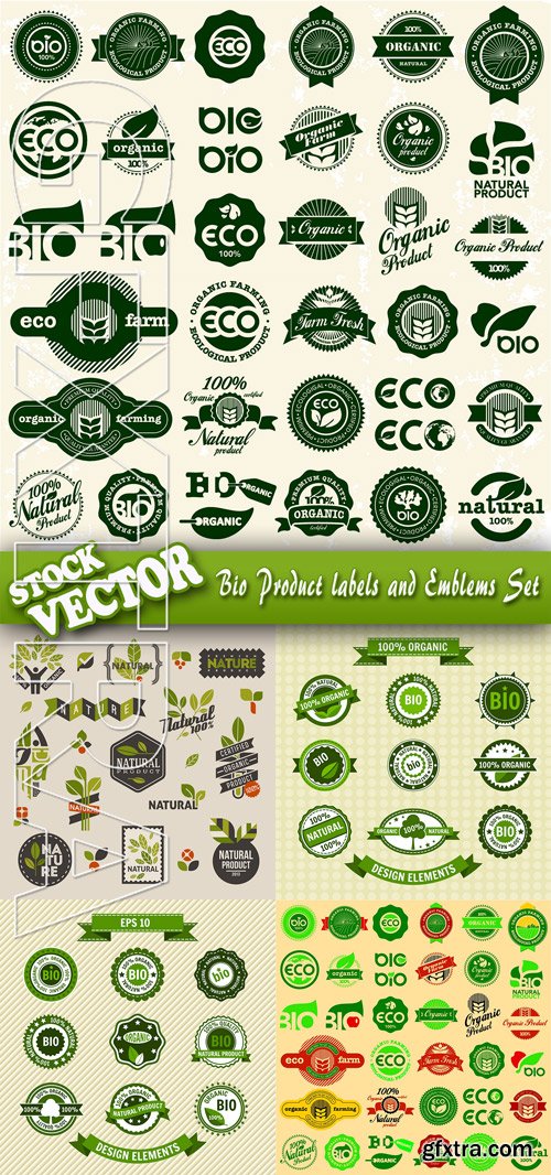Stock Vector - Bio Product labels and Emblems Set