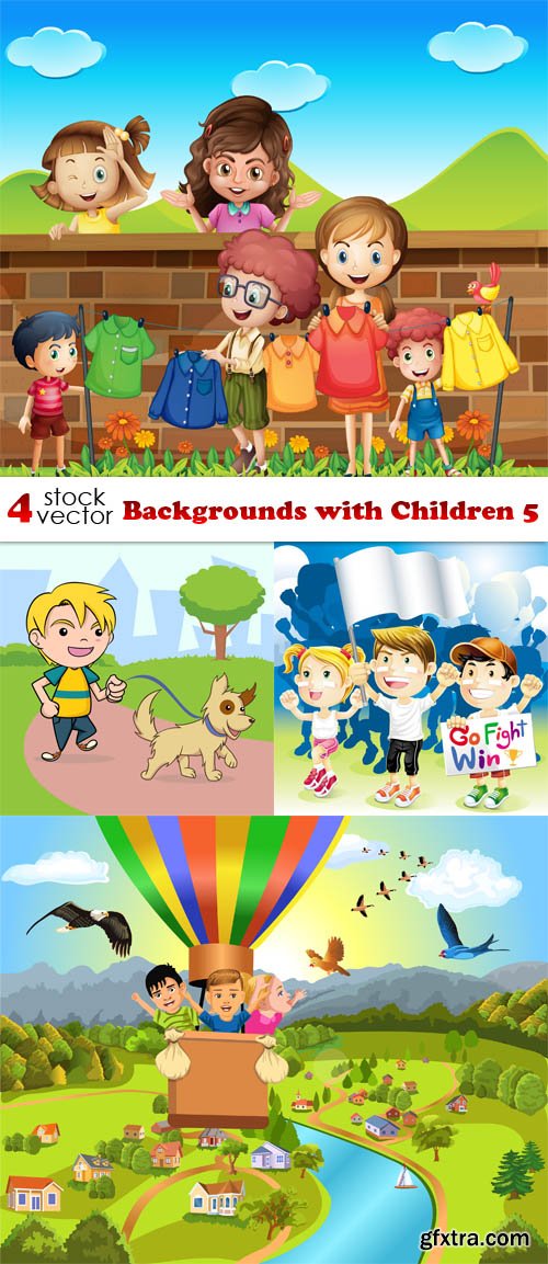 Vectors - Backgrounds with Children 5