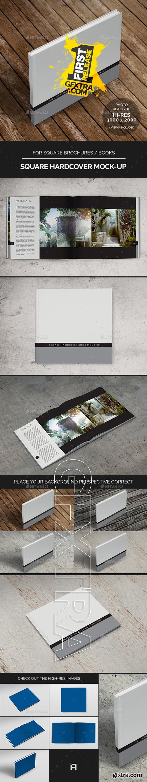 Graphicriver - Square Hardcover Book & Brochure Mock-Up 10442798