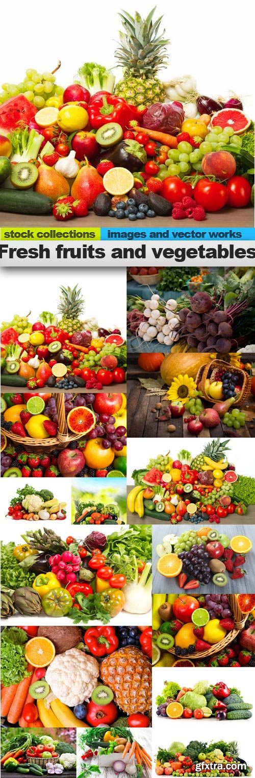 Fresh fruits and vegetables, 15 x UHQ JPEG