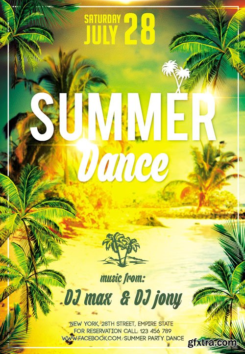 Summer Dance Club Flyer PSD Template
