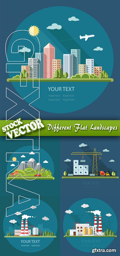 Stock Vector - Different Flat Landscapes