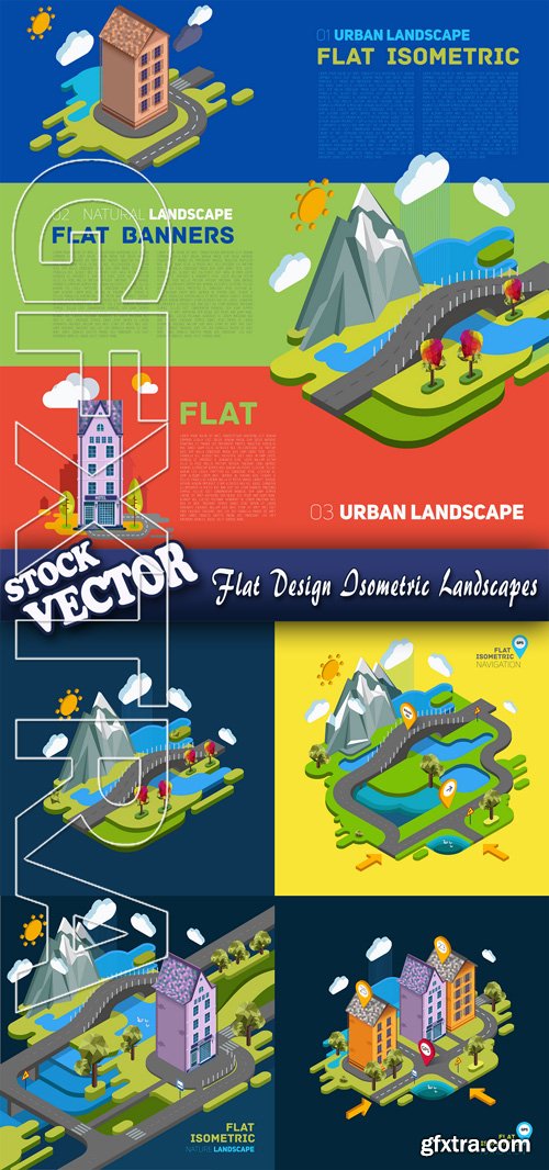 Stock Vector - Flat Design Isometric Landscapes