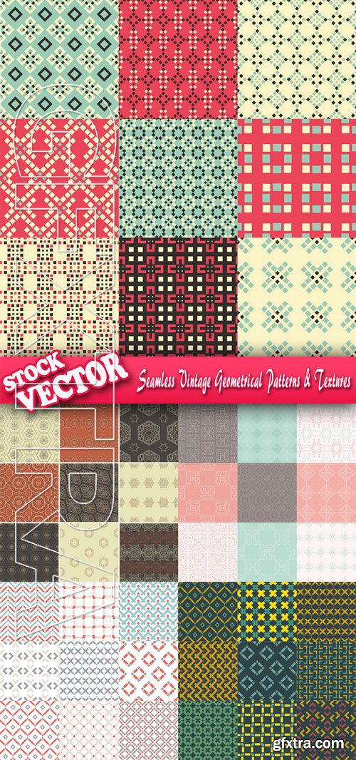 Stock Vector - Seamless Vintage Geometrical Patterns & Textures
