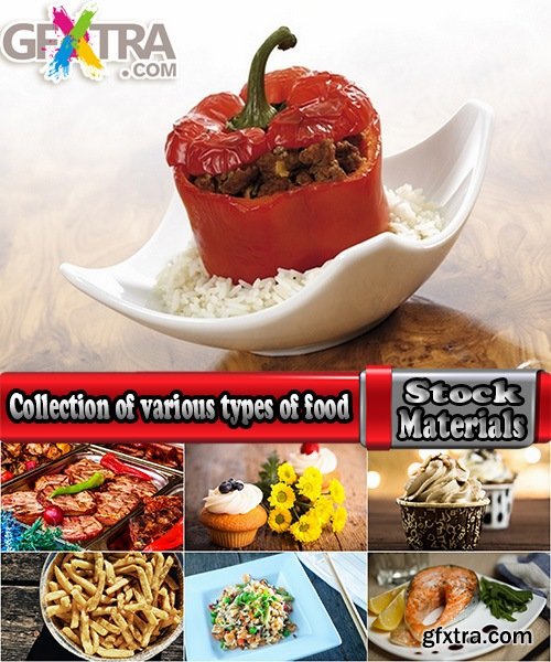 Collection of Various Types of Food Cake Salad, Fish, Soup, Cancer, Grilled Meat #3, 25xJPG