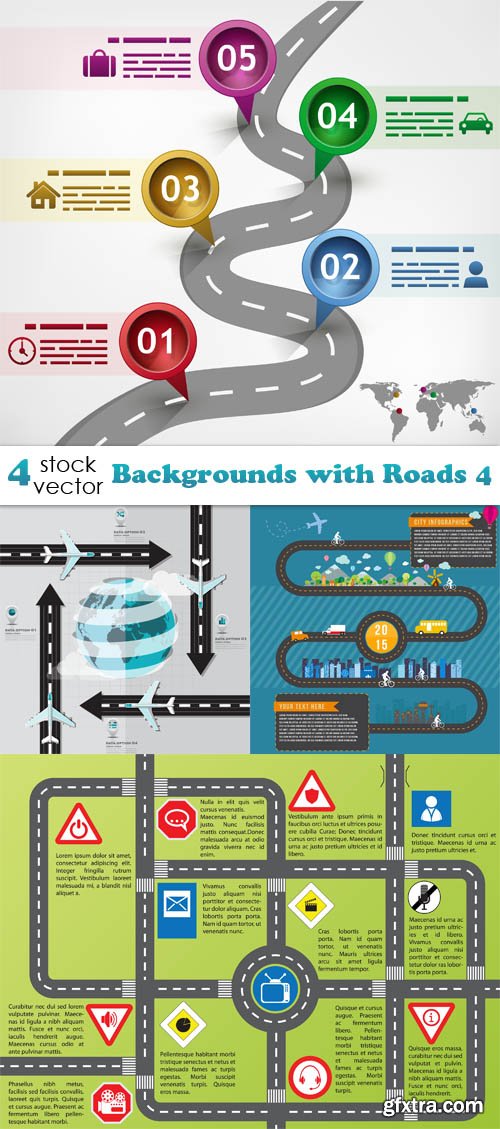 Vectors - Backgrounds with Roads 4