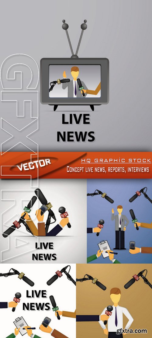 Stock Vector - Concept live news, reports, interviews