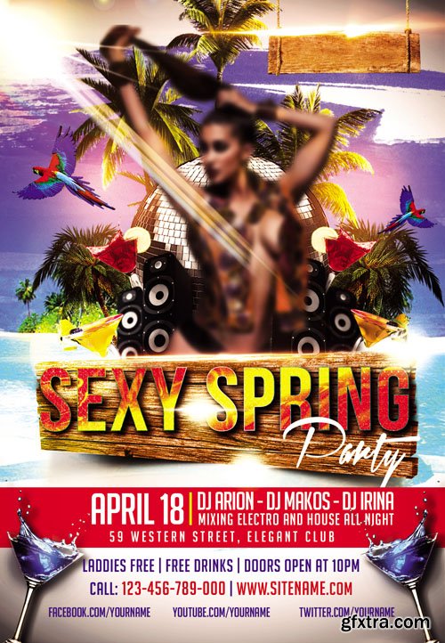 Sexy Spring Club Flyer PSD Template