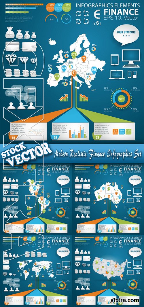 Stock Vector - Modern Realistic Finance Infographics Set