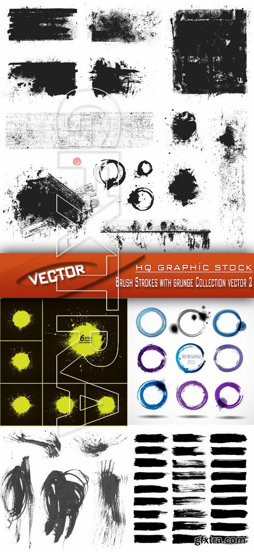 Stock Vector - Brush Strokes with grunge Collection vector 2