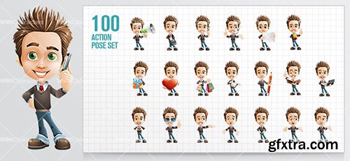 Young Business Boy Cartoon Character Ultimate Set