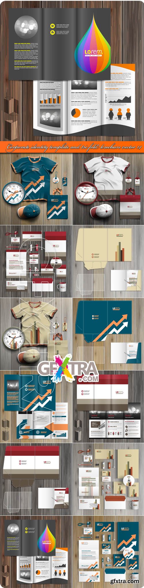 Corporate identity template and tri-fold brochure vector 14
