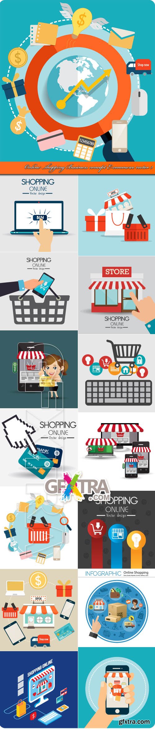 Online shopping Business concept E-commerce vector 3