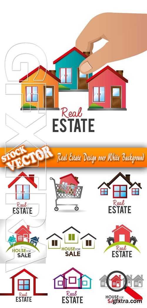 Stock Vector - Real Estate Design over White Background