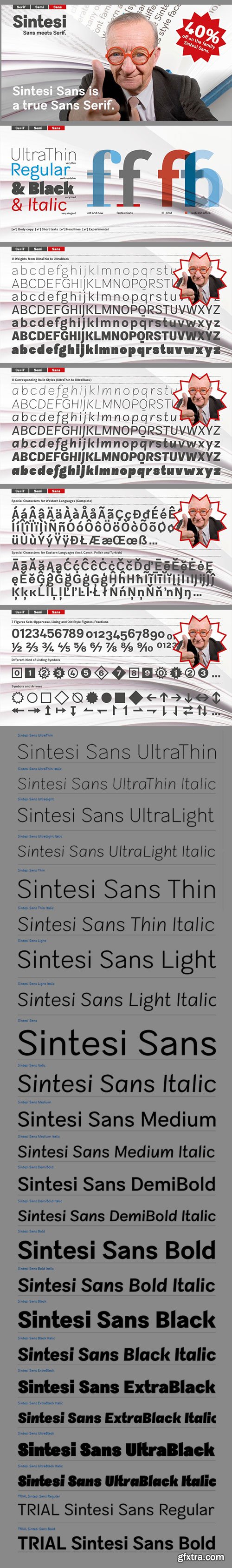 Sintesi Sans - Sans meets Serif 22xOTF $199
