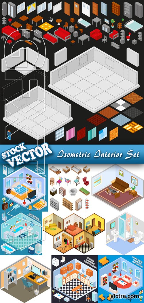 Stock Vector - Isometric Interior Set