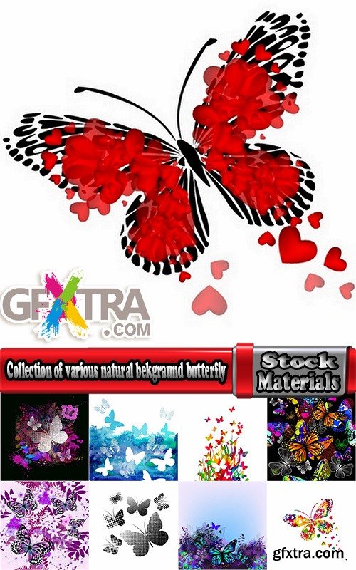 Collection of various natural bekgraund butterfly nature flora 25 Eps