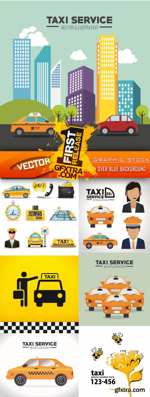 Stock Vector - Taxi design over blue background