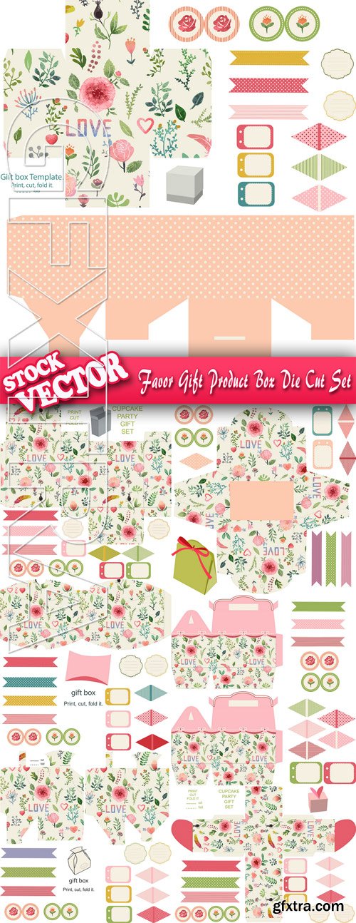 Stock Vector - Favor Gift Product Box Die Cut Set