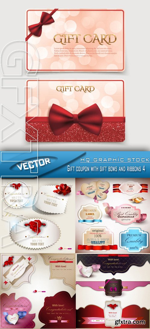 Stock Vector - Gift coupon with gift bows and ribbons 4