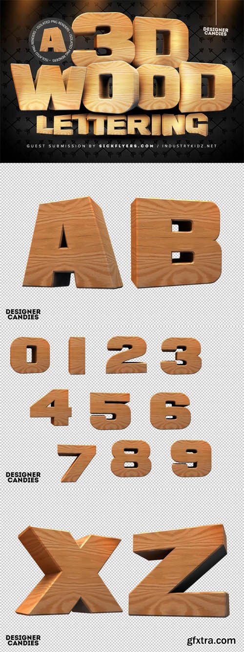 3D Wooden Lettering PNG
