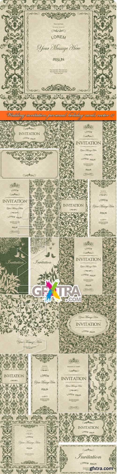 Wedding invitation personal holiday cards vector 17