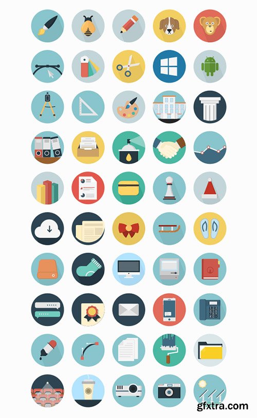 AI, EPS, PSD, PDF, PNG, SVG Vector Web Icons - 50 Flat Icons 2015