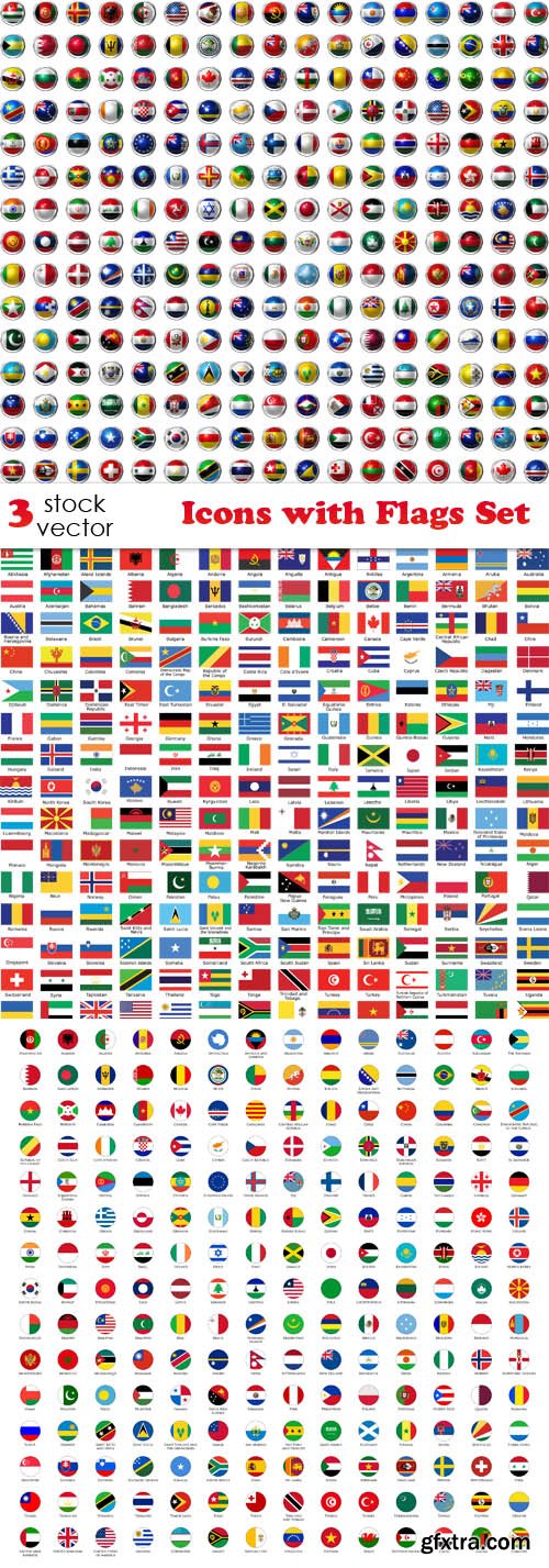 Vectors - Icons with Flags Set