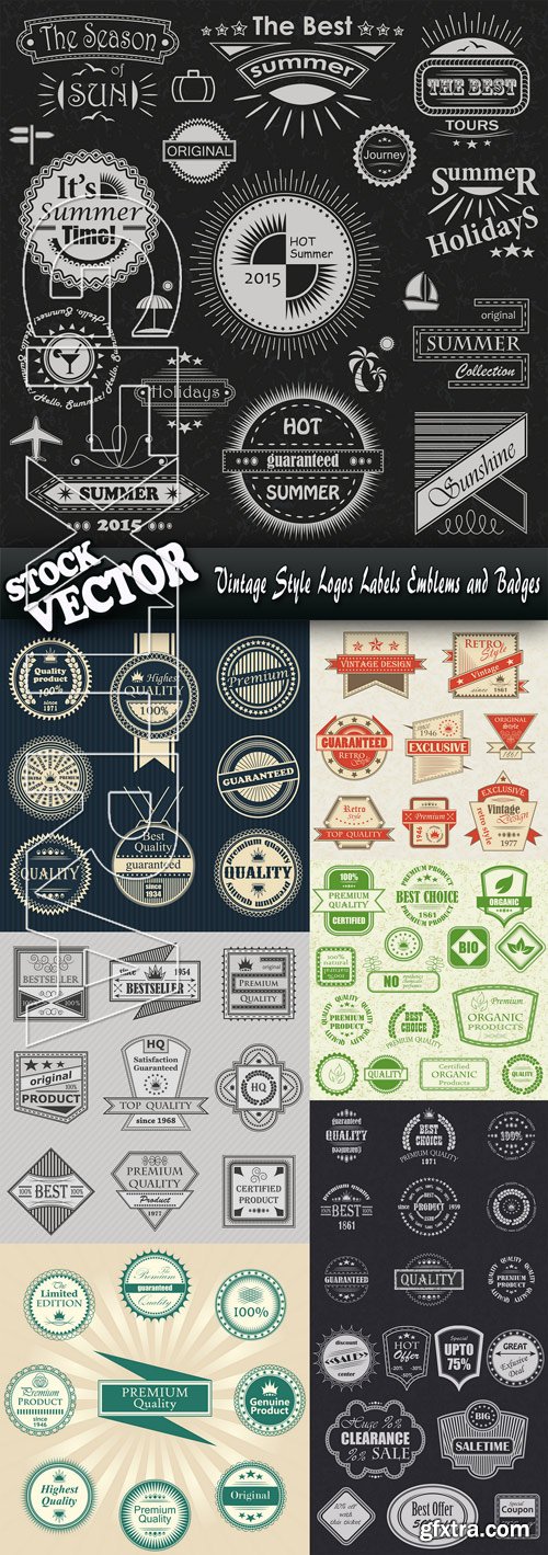 Stock Vector - Vintage Style Logos Labels Emblems and Badges