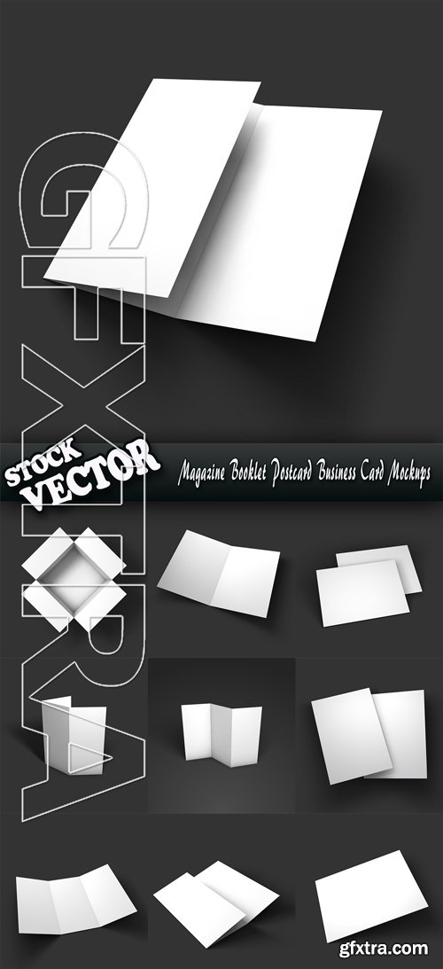 Stock Vector - Magazine Booklet Postcard Business Card Mockups