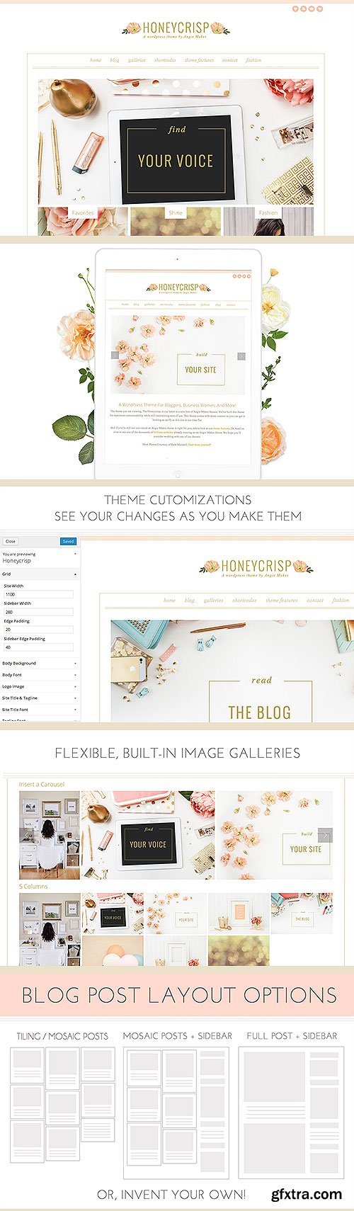 Honeycrisp- A Pretty WordPress Theme CM 53372