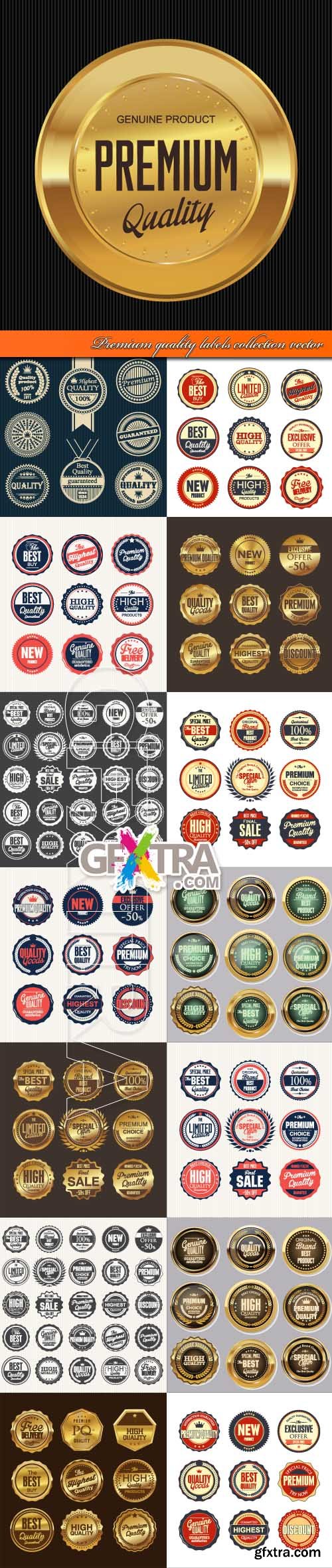 Premium quality labels collection vector