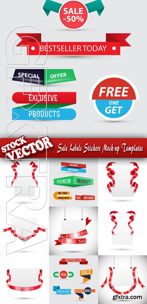 Stock Vector - Sale Labels Stickers Mock-up Templates