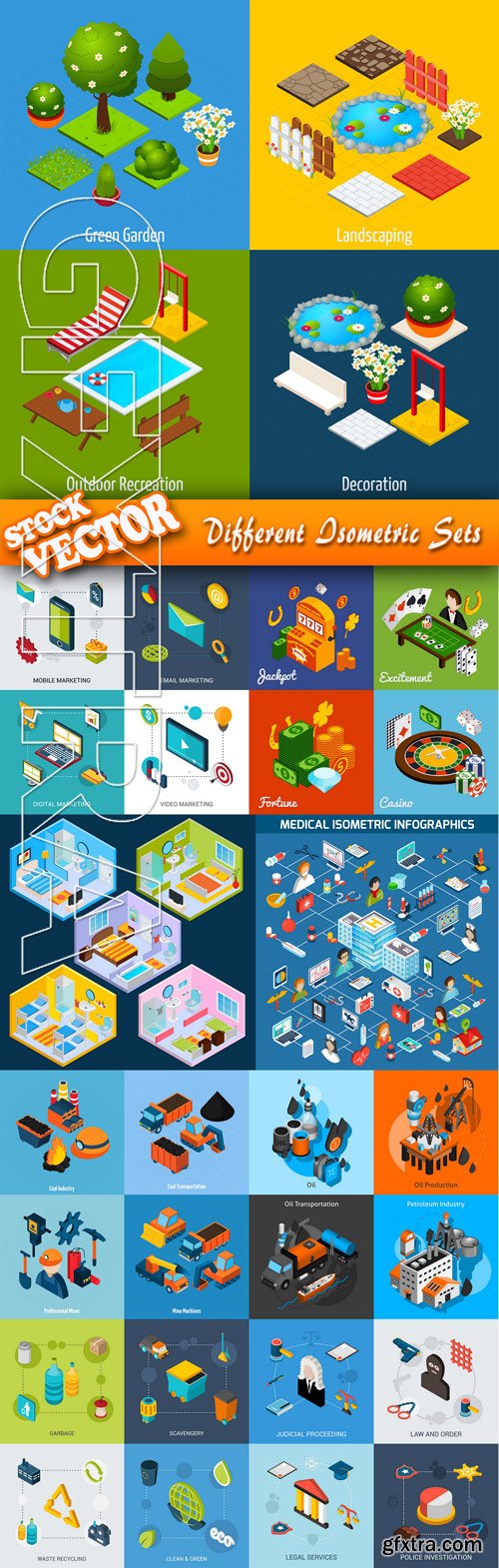 Stock Vector - Different Isometric Sets