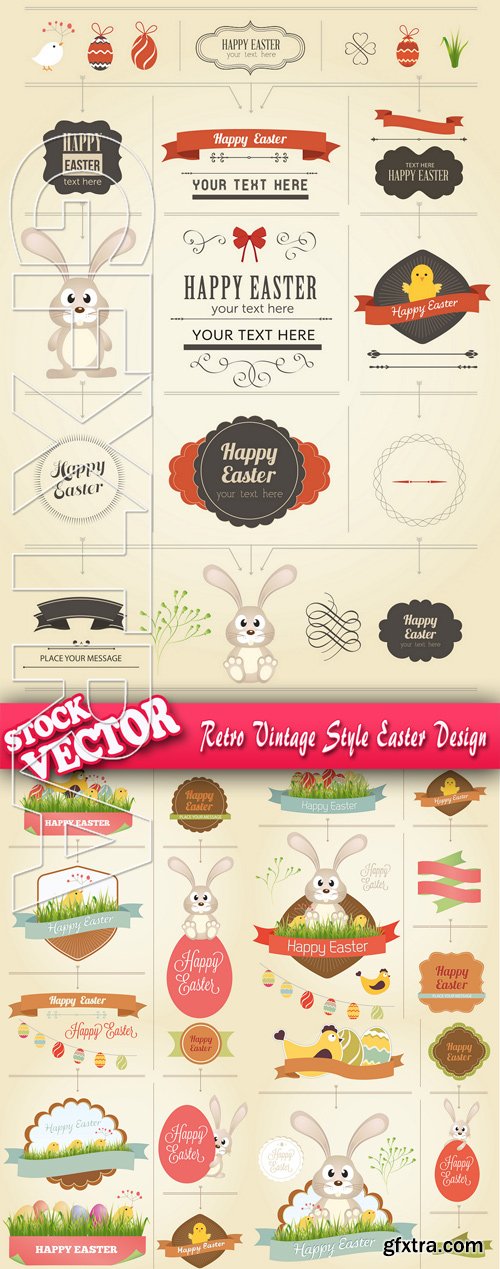 Stock Vector - Retro Vintage Style Easter Design