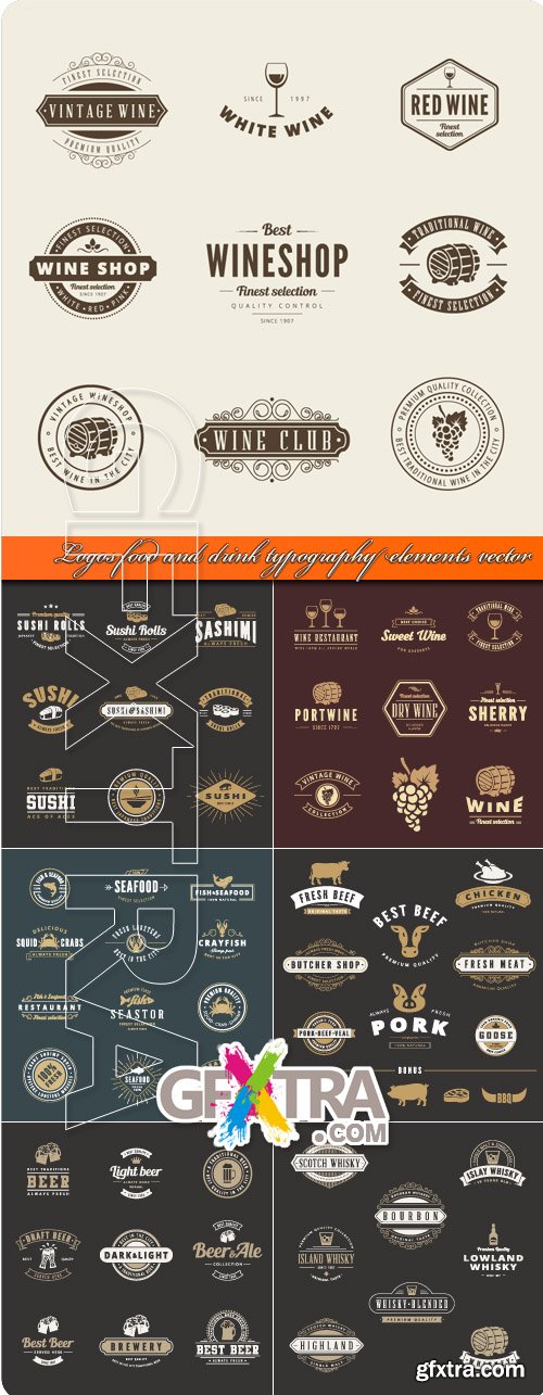Logos food and drink typography elements vector