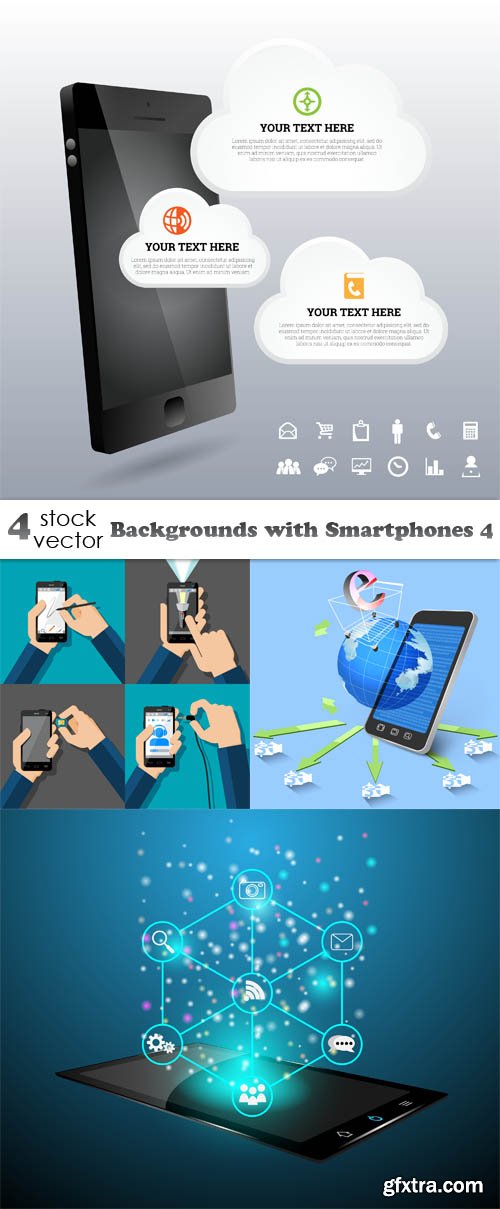 Vectors - Backgrounds with Smartphones 4