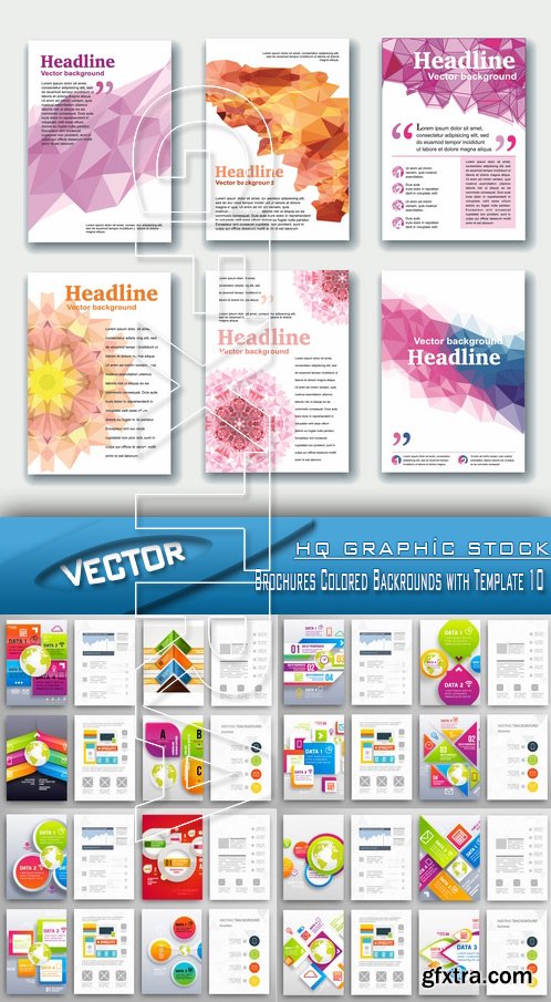Stock Vector - Brochures Colored Backrounds with Template 10
