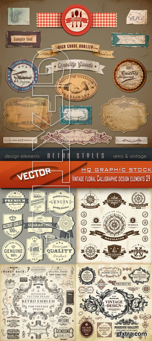 Stock Vector - Vintage floral Calligraphic design elements 29