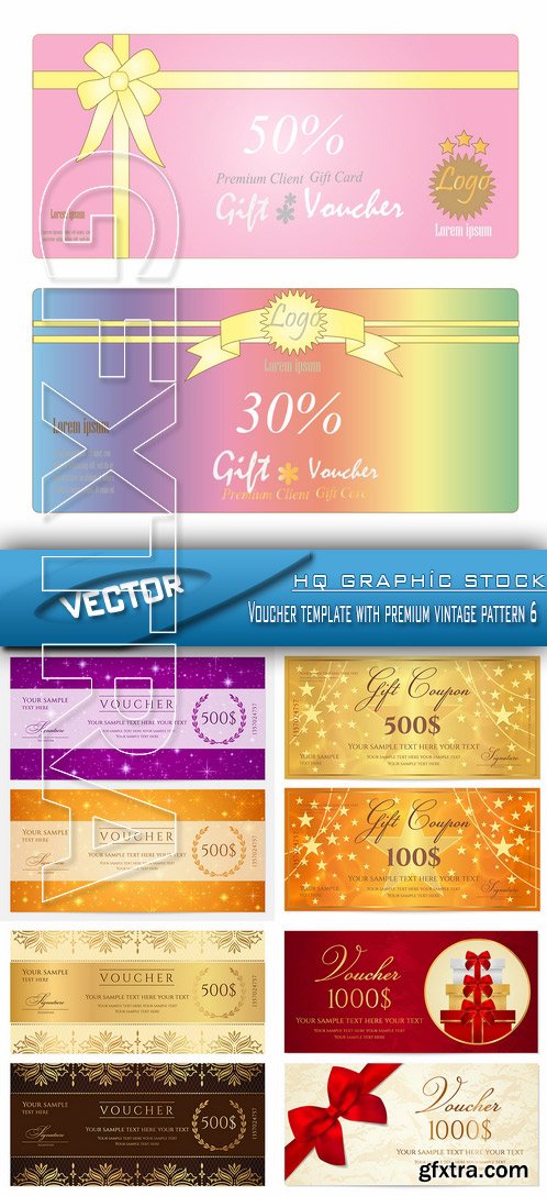 Stock Vector - Voucher template with premium vintage pattern 6