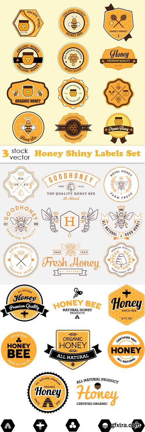 Vectors - Honey Shiny Labels Set