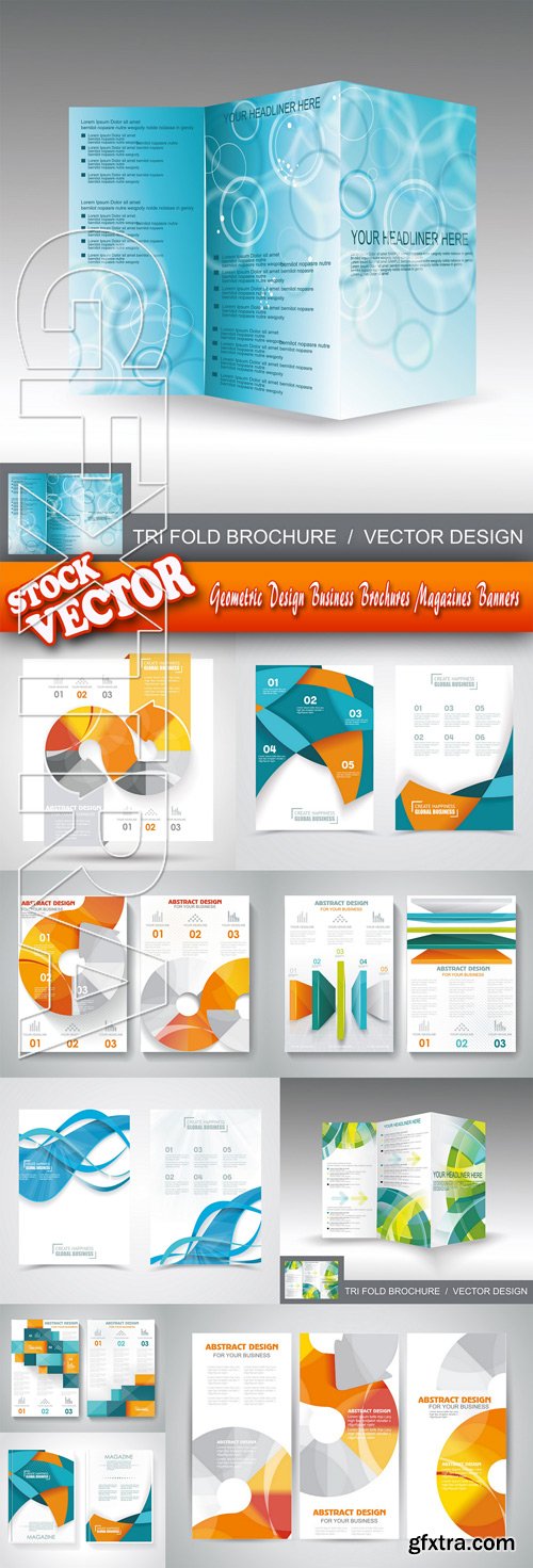 Stock Vector - Geometric Design Business Brochures Magazines Banners